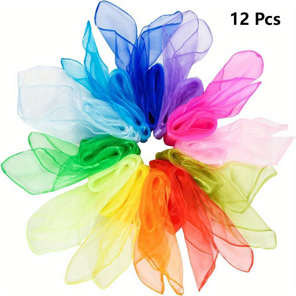 Silk Scarf Square - 10 pcs/12 pcs สไตล์ใหม่ Juggling ผ้าไหมเต้นรําผ้าพันคอ