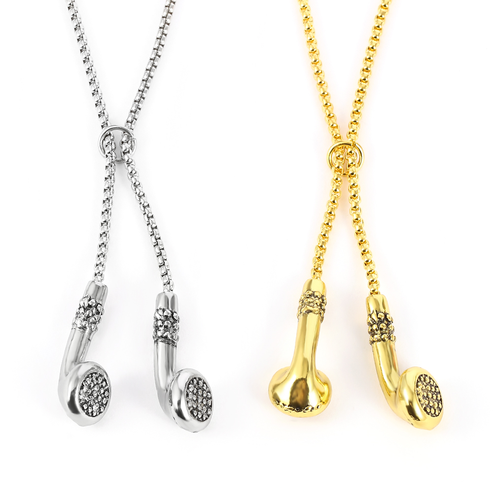 Women'S Accessories Clothing - สร้อยคอโลหะรูปหูฟังดีไซน์ย้อนยุคสร้างสรรค์ จี้แฟชั่นบ่งบอกสไตล์เฉพาะตัว เครื่องประดับโซ่สำหรับเสื้อผ้าและเสื้อกันหนาว สำหรับผู้หญิงและผู้ชาย