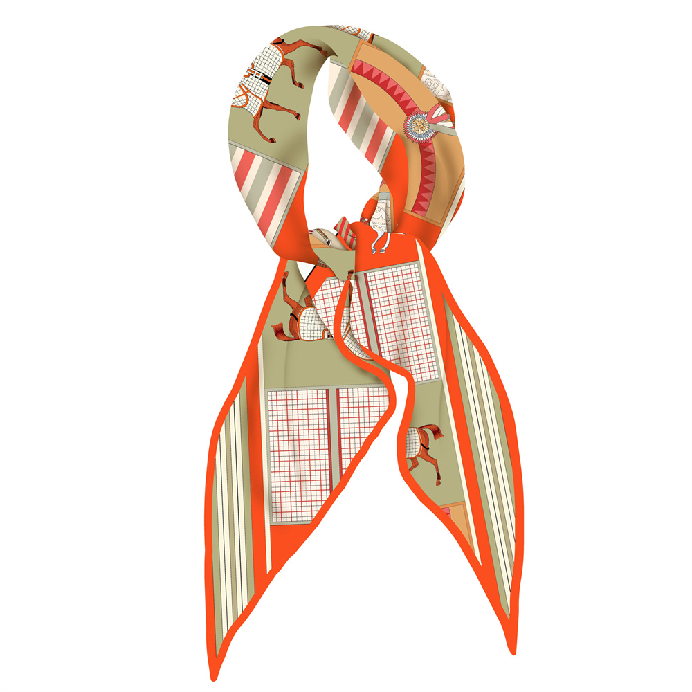 Silk Scarf Square - ผ้าพันคอผ้าไหมพิมพ์ลายแฟชั่นดีไซน์ใหม่ ผ้าคลุมไหล่ผู้หญิง ผ้าคลุมคอ ผ้าคลุมไหล่สามเหลี่ยม ฮิญาบ