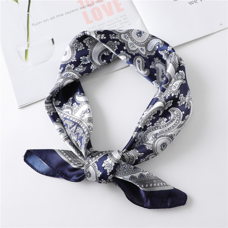 Silk Scarf Square - ผ้าพันคอไหมสี่เหลี่ยมหรูหราขนาด 60 ซม. สำหรับผู้หญิง ฮิญาบ ผ้าคาดผม