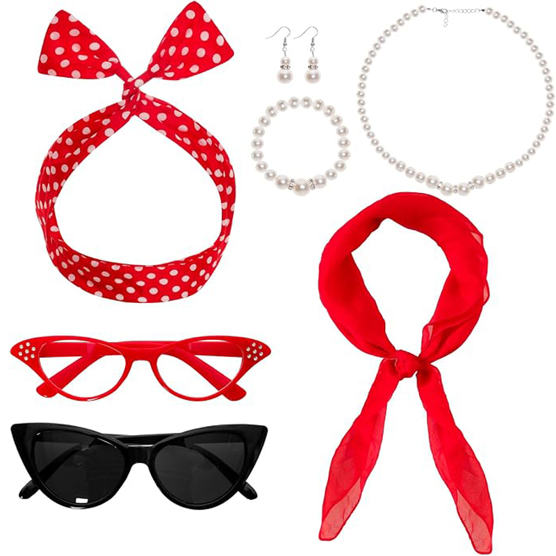 Women'S Accessories In The 1950S - 7 ชิ้น อุปกรณ์เสริมชุดคอสตูมยุค 1950 สำหรับผู้หญิง แว่นตาทรงแคทอาย
