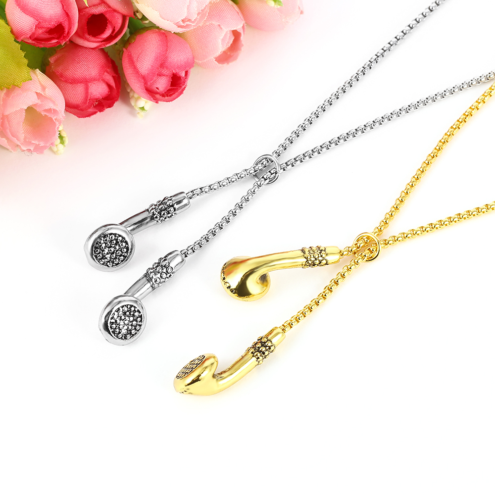 สร้อยคอโลหะรูปหูฟังดีไซน์ย้อนย - Women'S Accessories Clothing บทวิจารณ์และราคา