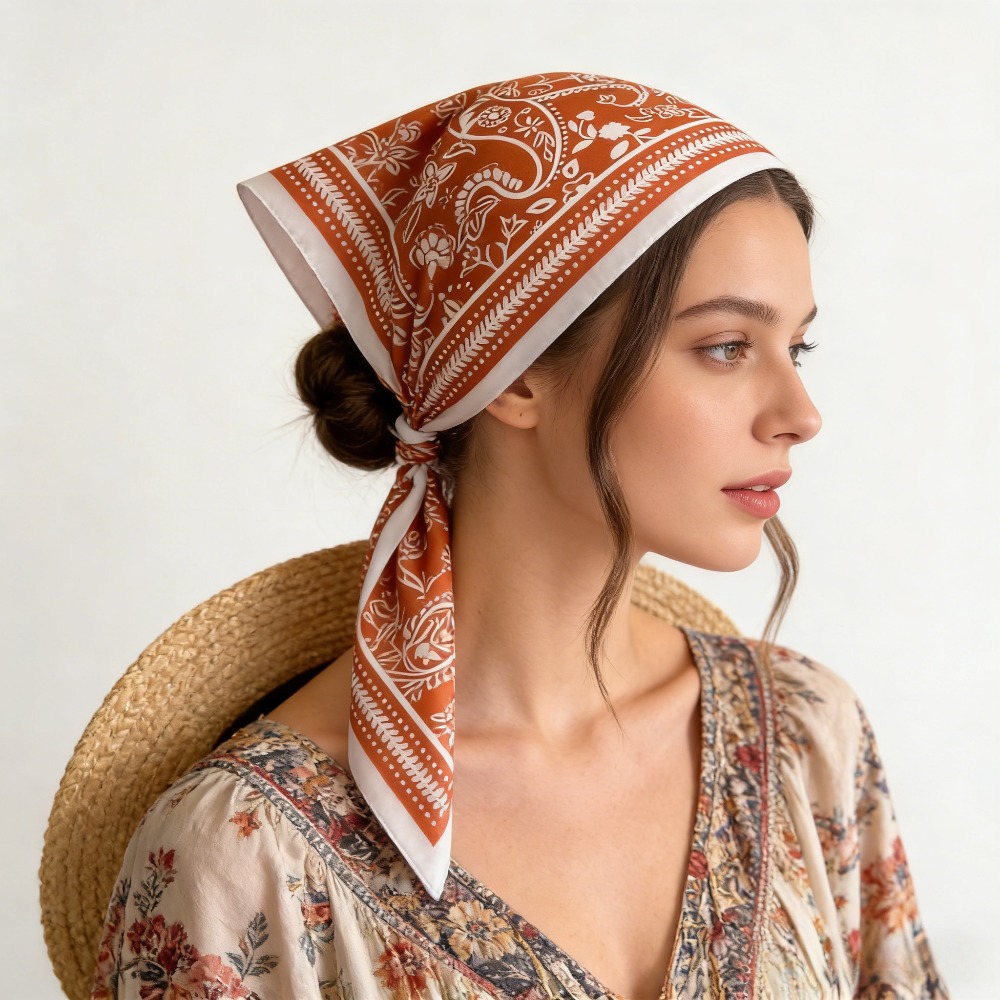 ผ้าพันคอไหมพิมพ์ลายเม็ดมะม่วงห - Silk Scarf Square บทวิจารณ์และราคา